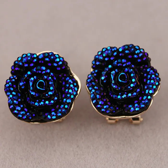 Big Blue Resin Flower Necklaces and Earrings