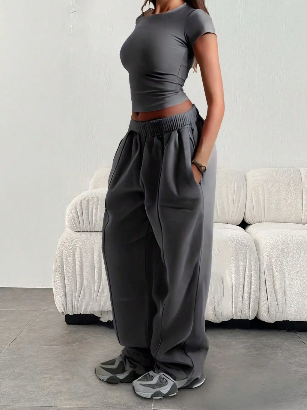 Women's Slant Pocket Wide Leg Sweatpants