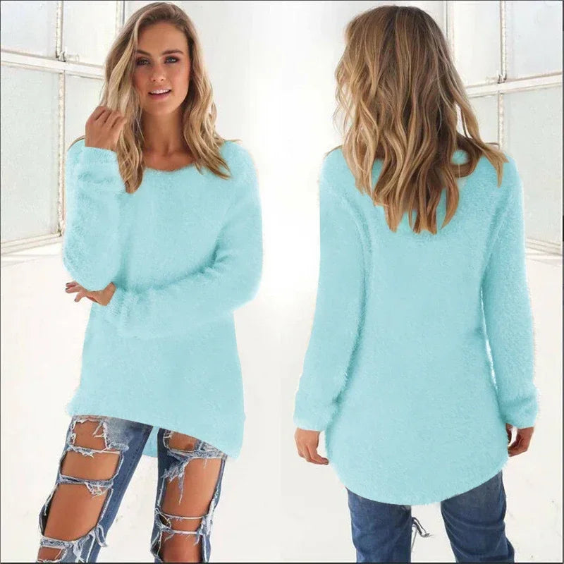 Women Warm Sweater Solid Color