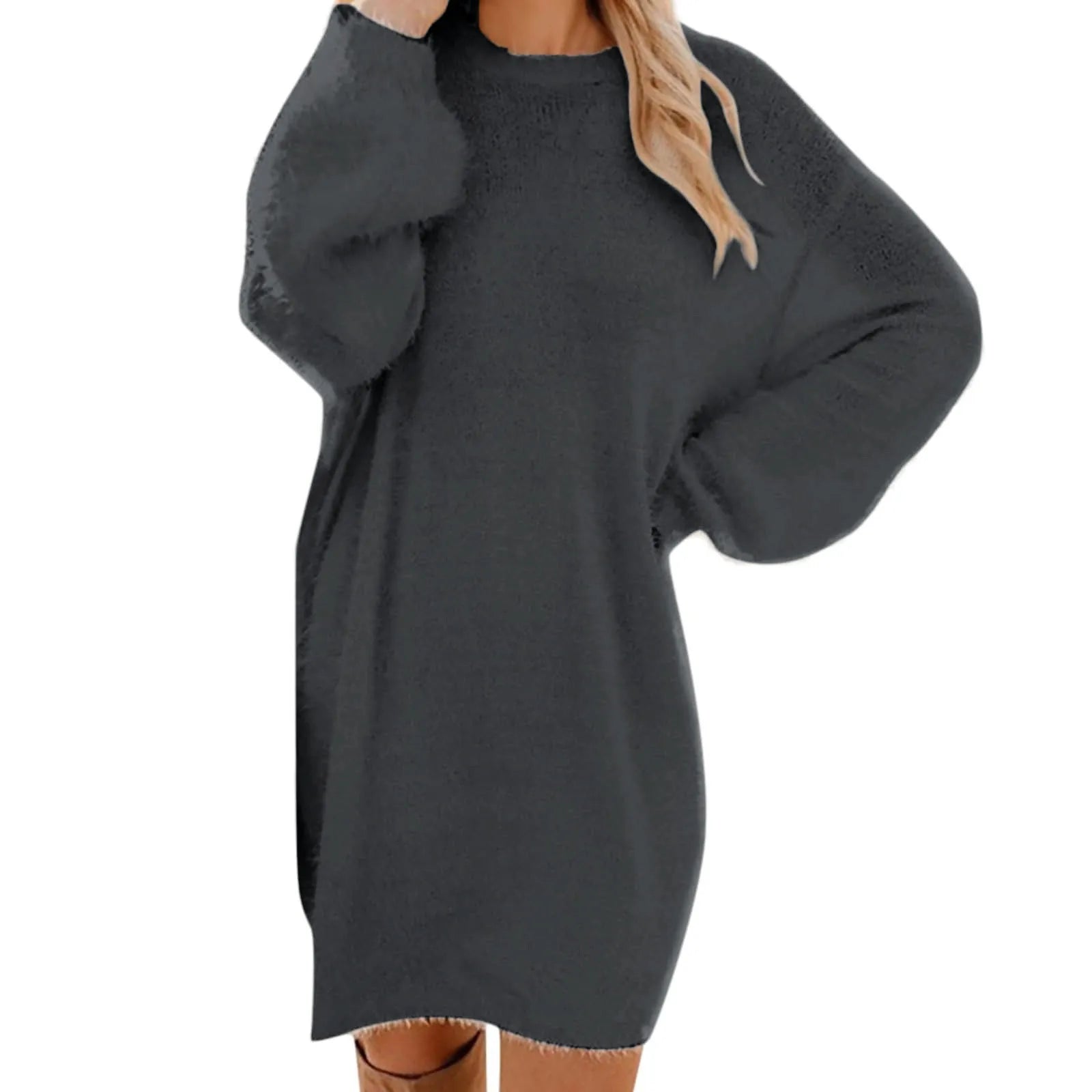 Women Long Sleeve Sweater Knit Sweatshirt Dress