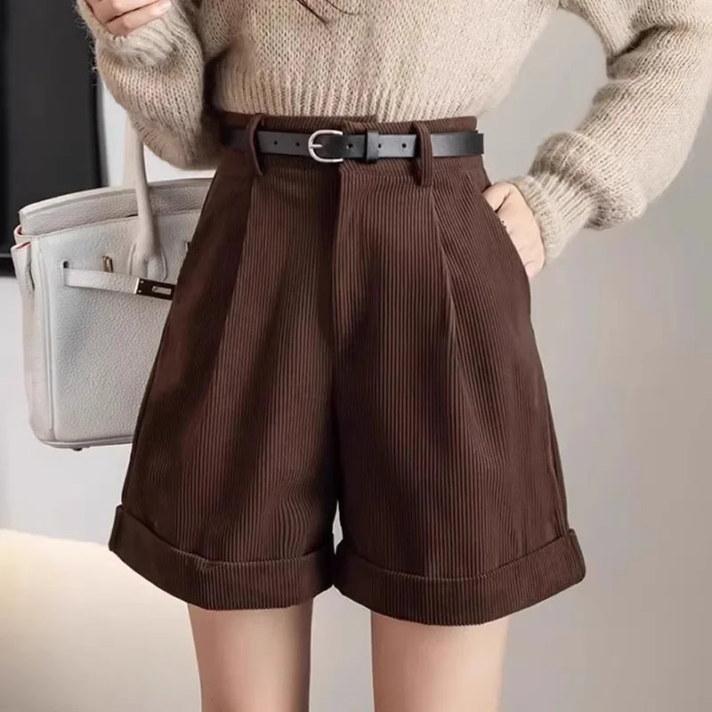 Women's Corduroy Shorts High-waisted