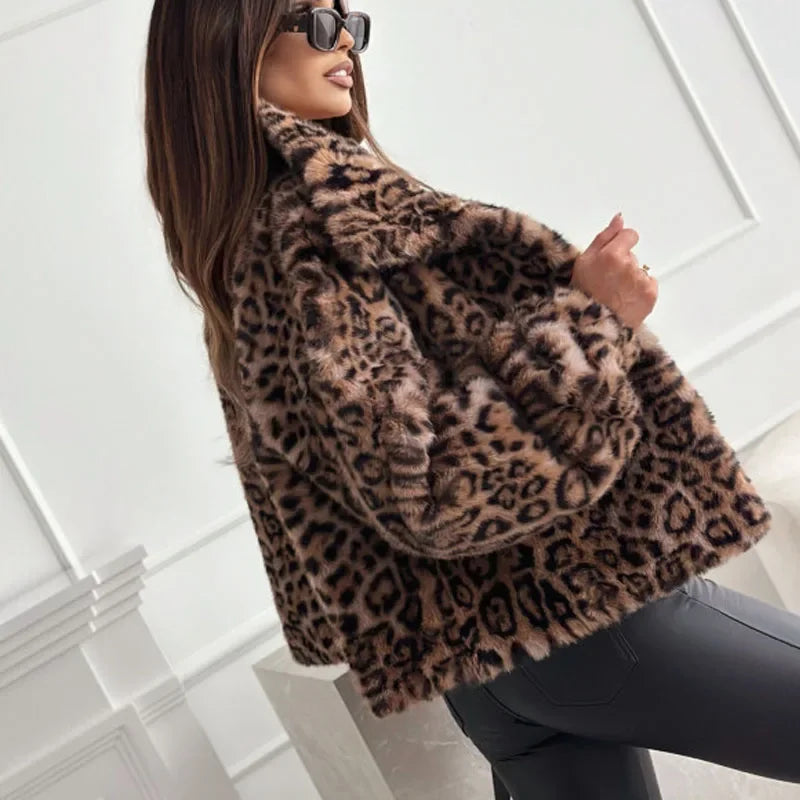 Casual Leopard Printing Women Coats