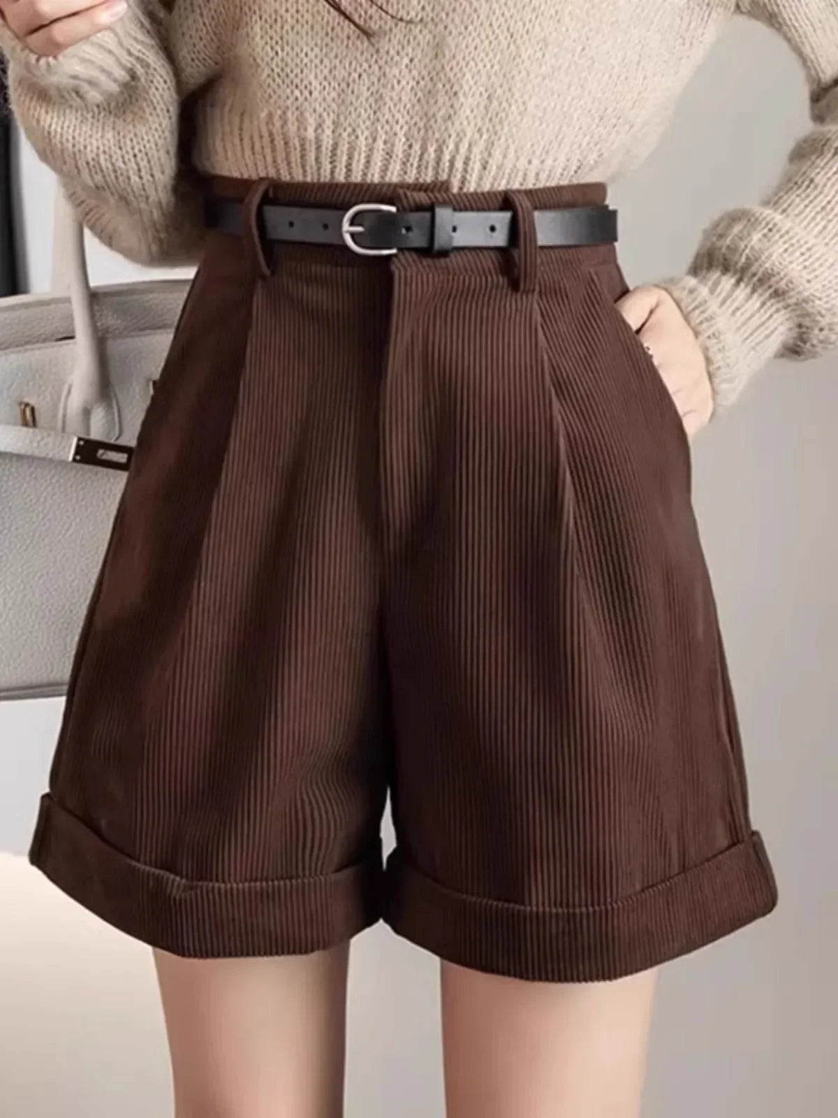 Women's Corduroy Shorts High-waisted