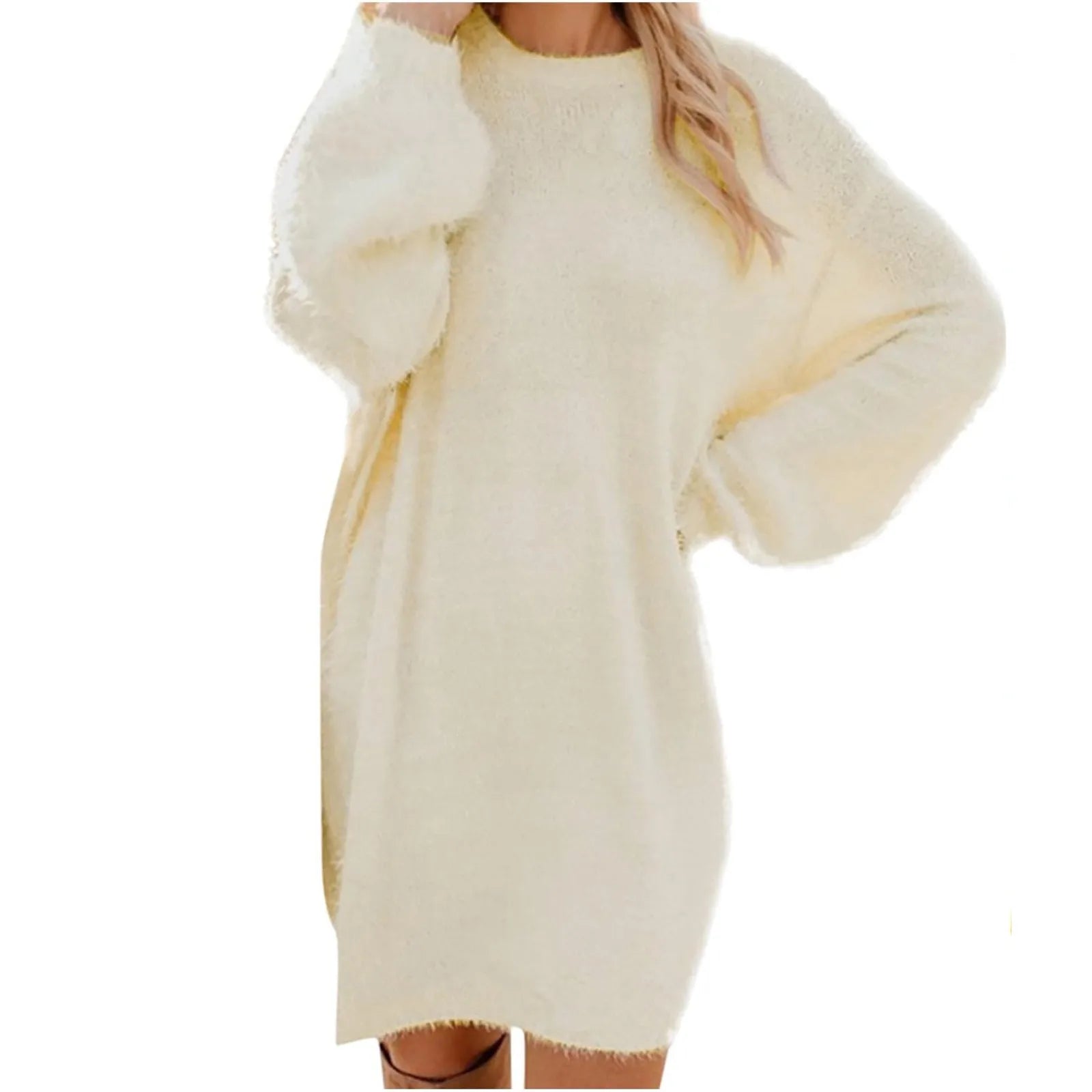 Women Long Sleeve Sweater Knit Sweatshirt Dress