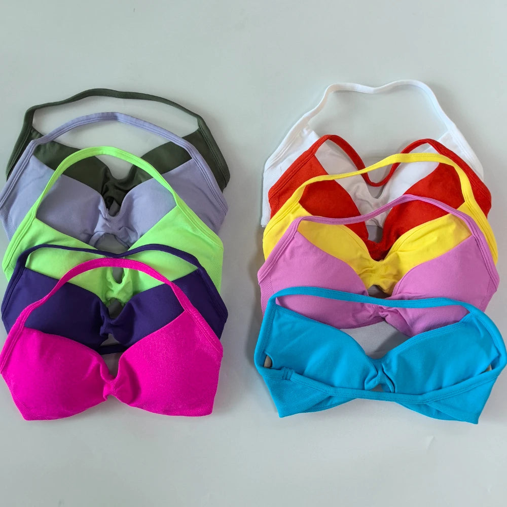 NO LOGO 2PCS Gym Set Women Strappy Yoga Bra