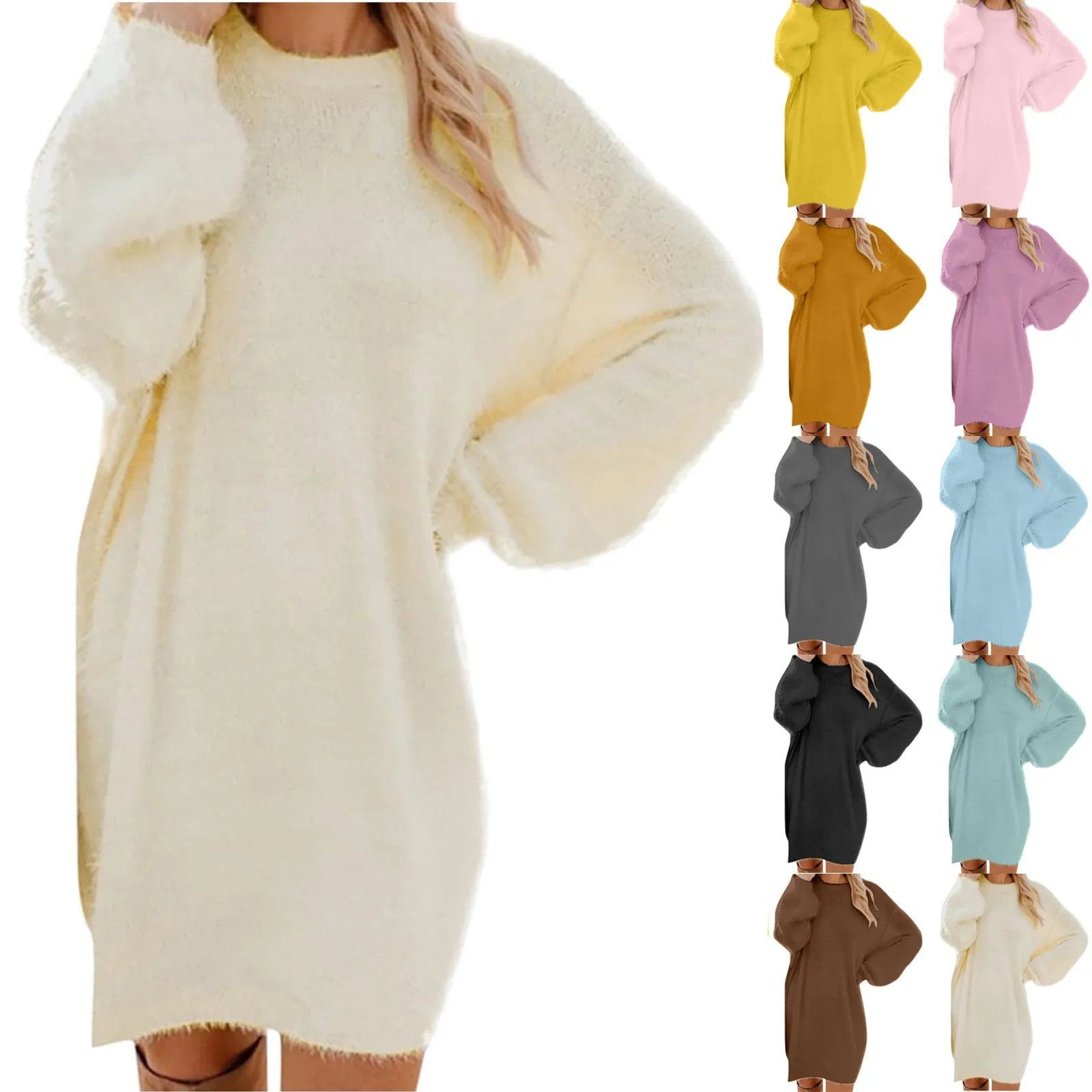 Women Long Sleeve Sweater Knit Sweatshirt Dress