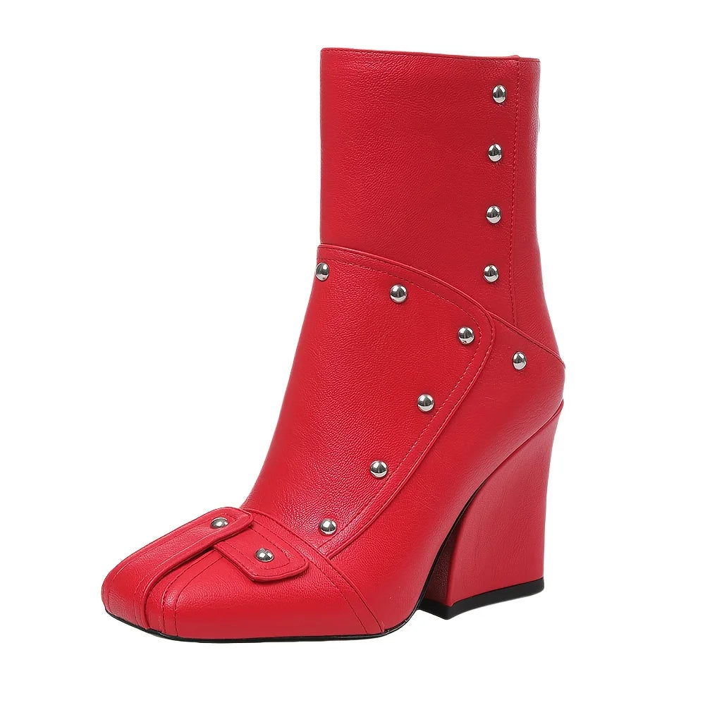 Women's Punk Square Toe Ankle Boots