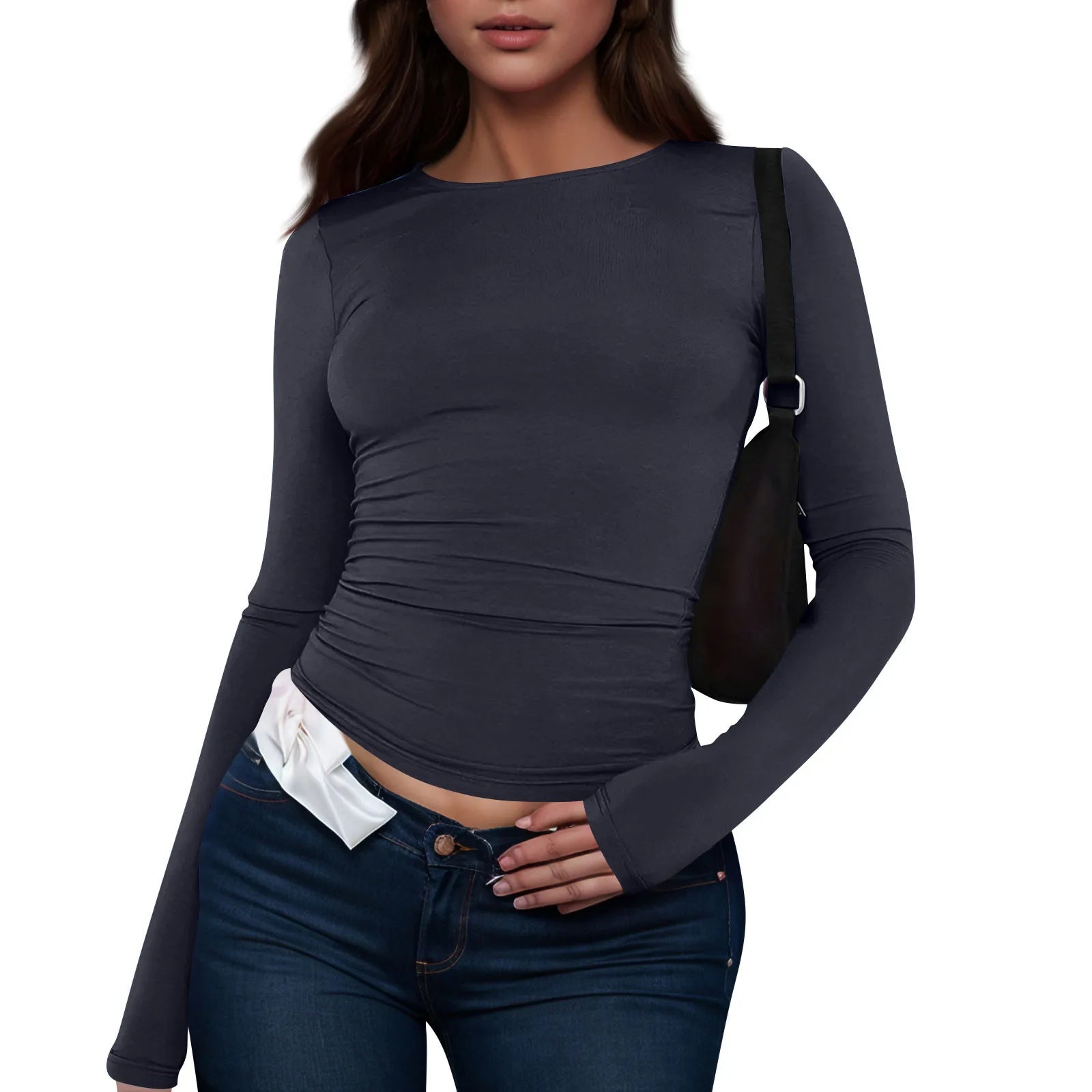 Cotton O Neck Long Sleeve Shirt
