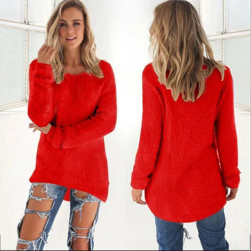 Women Warm Sweater Solid Color