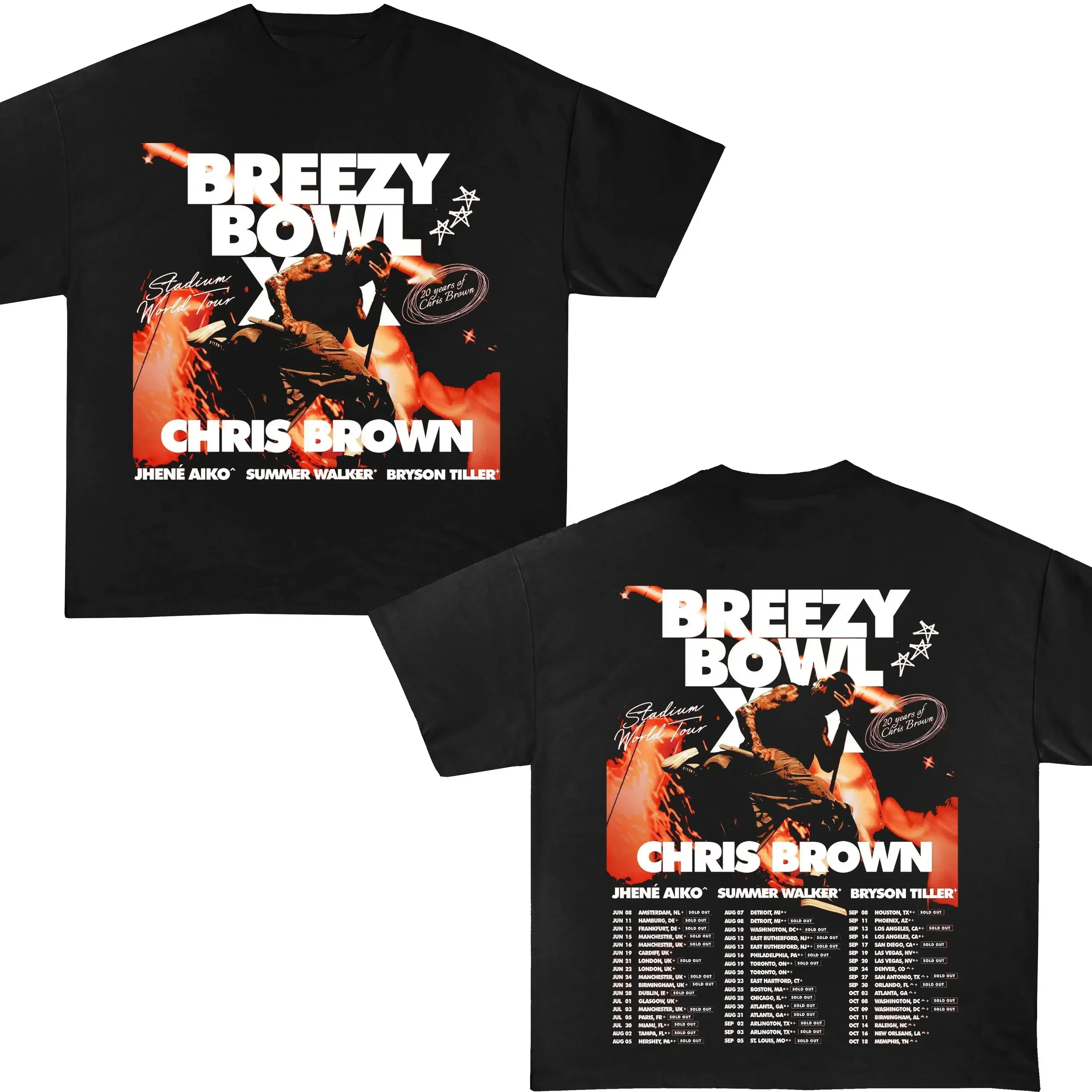 Chris Brown Breezy Bowl XX Concert Tour Cotton T Shirt