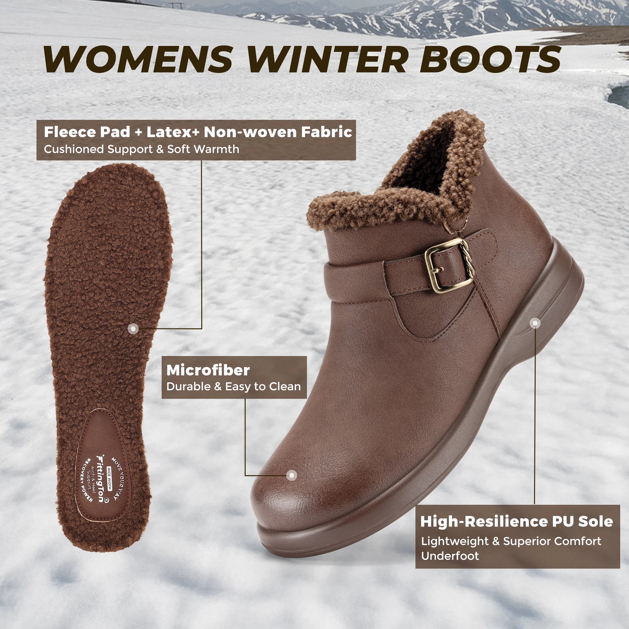 Winter Fleeced Lined Snow Boots
