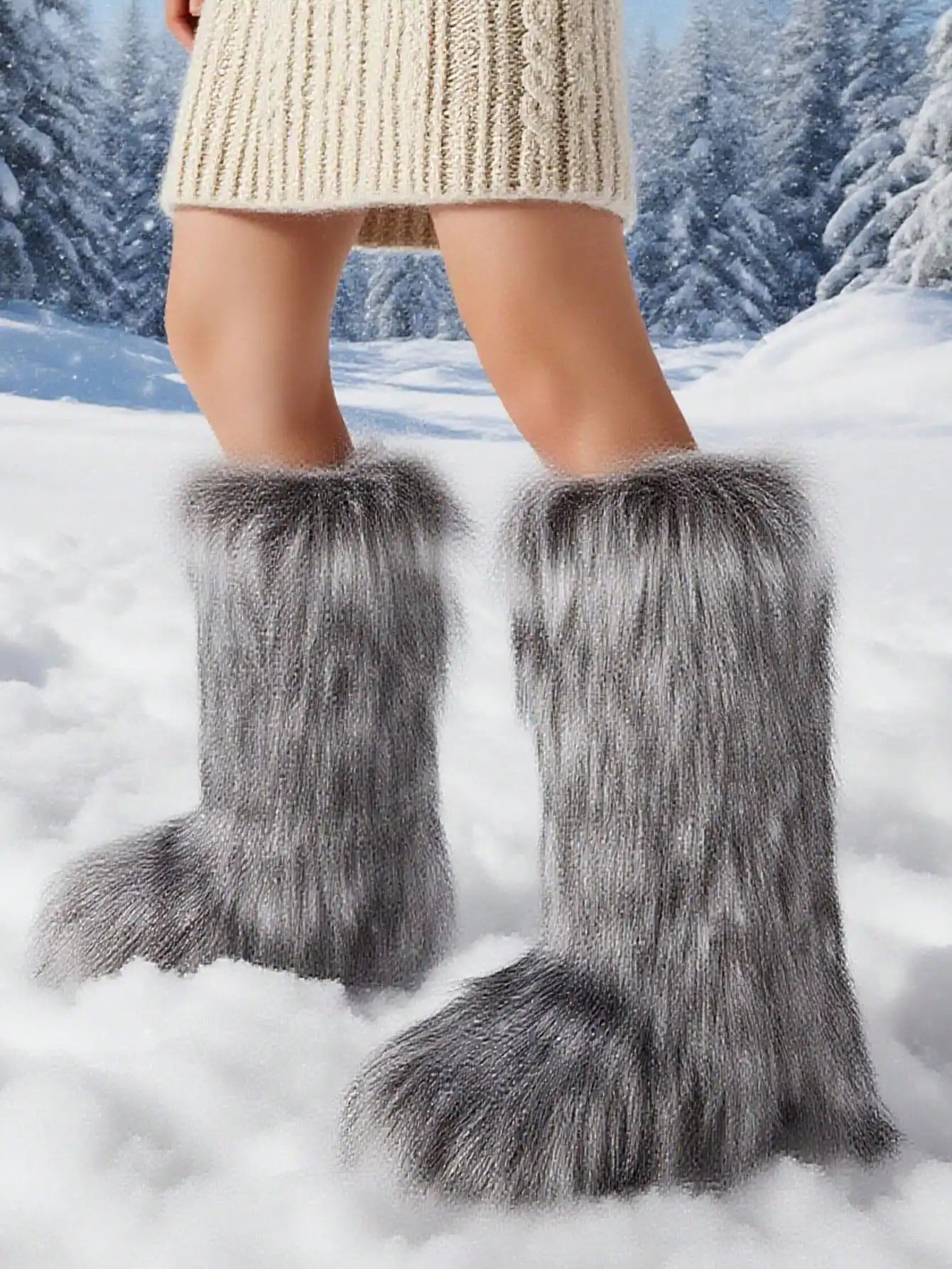 Furry Fluffy Women Snow Boots