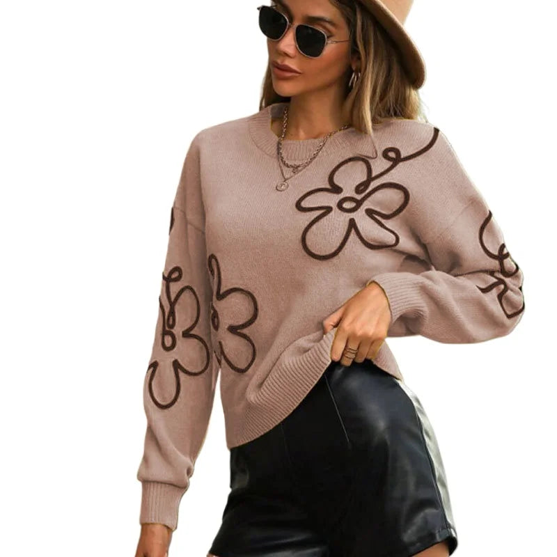 Autumn and Winter Woman Sweater Floral 3D
