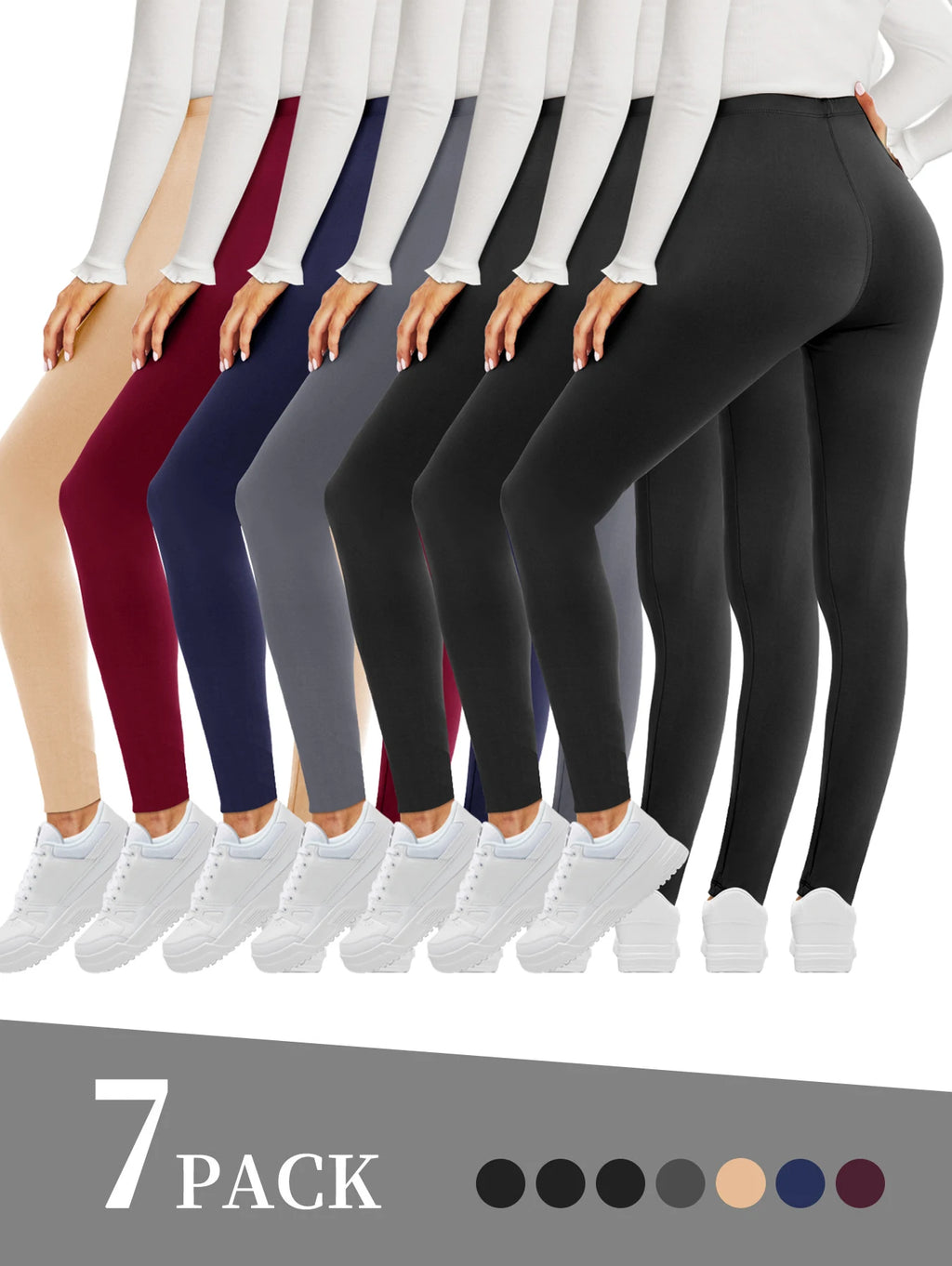 7 Pack Butt Lift Low Waisted Tummy Control Leggings for Women