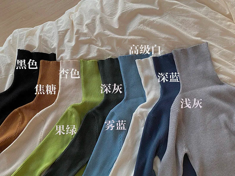 Knitted Turtleneck Sweater Winter Solid Color