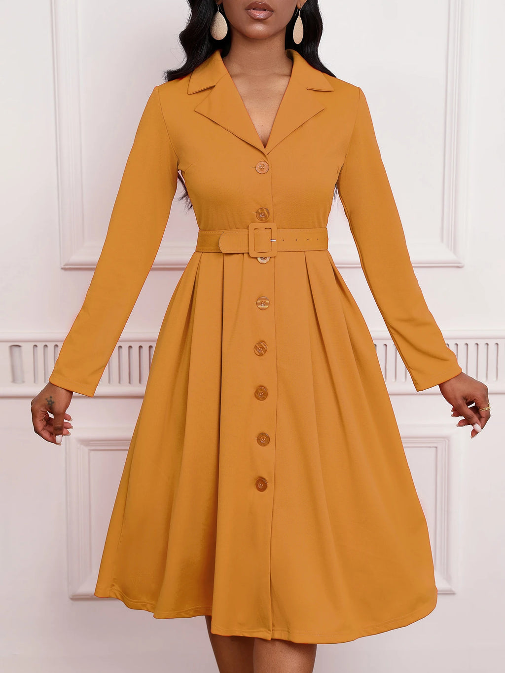 2026 Fashion All-match Elegant Stretch Dress Dress with Collar