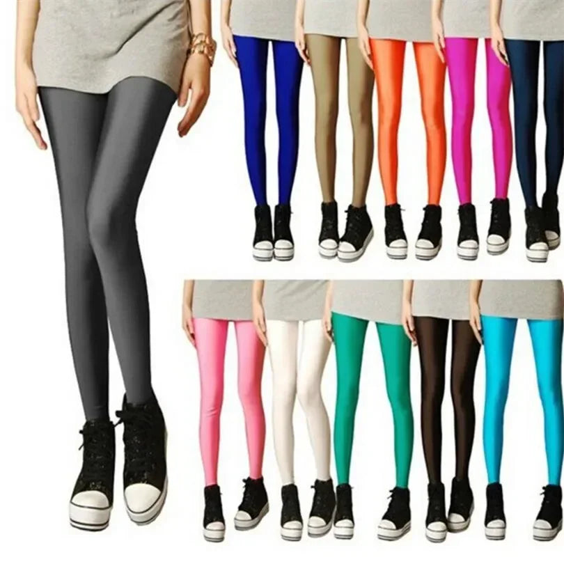 New Spring Autumn Solid Candy Neon Leggings for Women/Girls