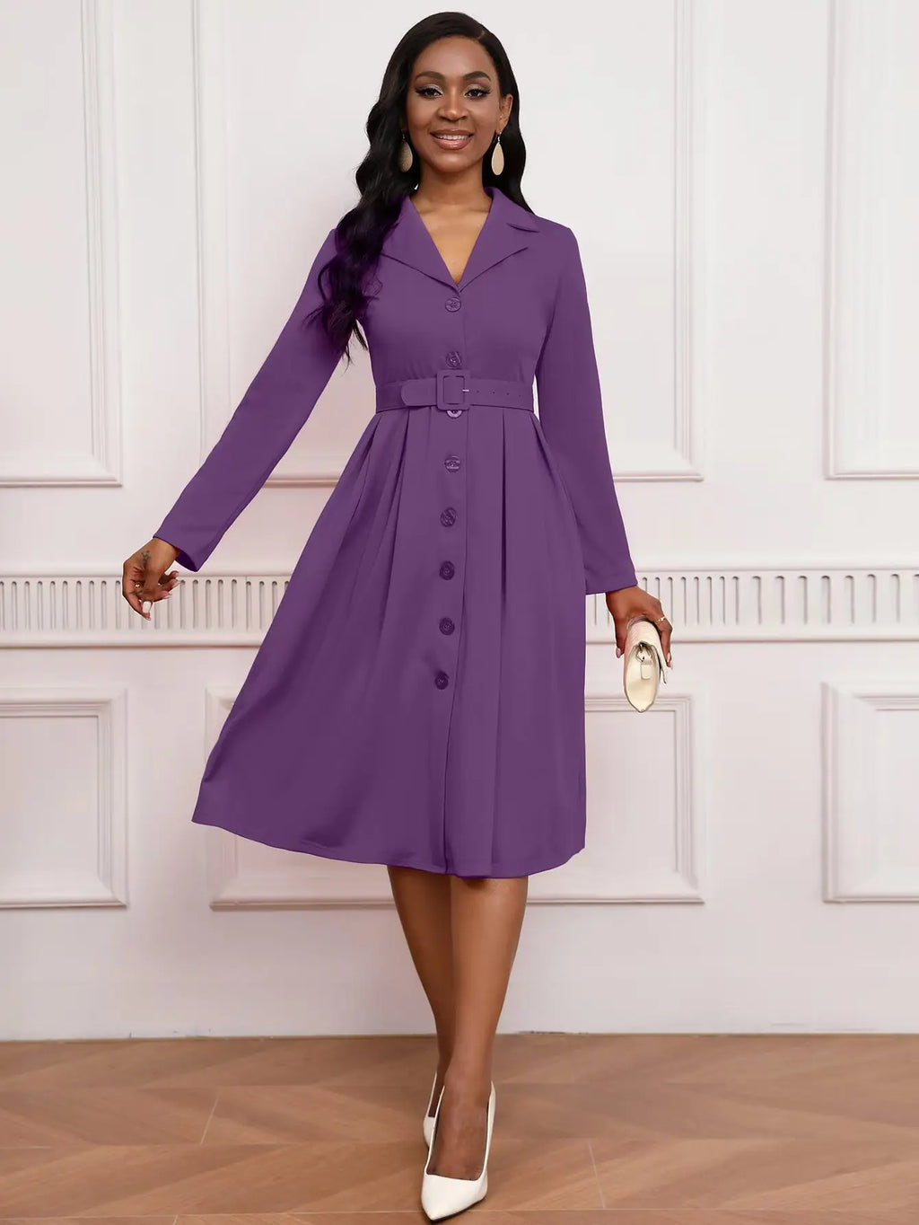 2026 Fashion All-match Elegant Stretch Dress Dress with Collar
