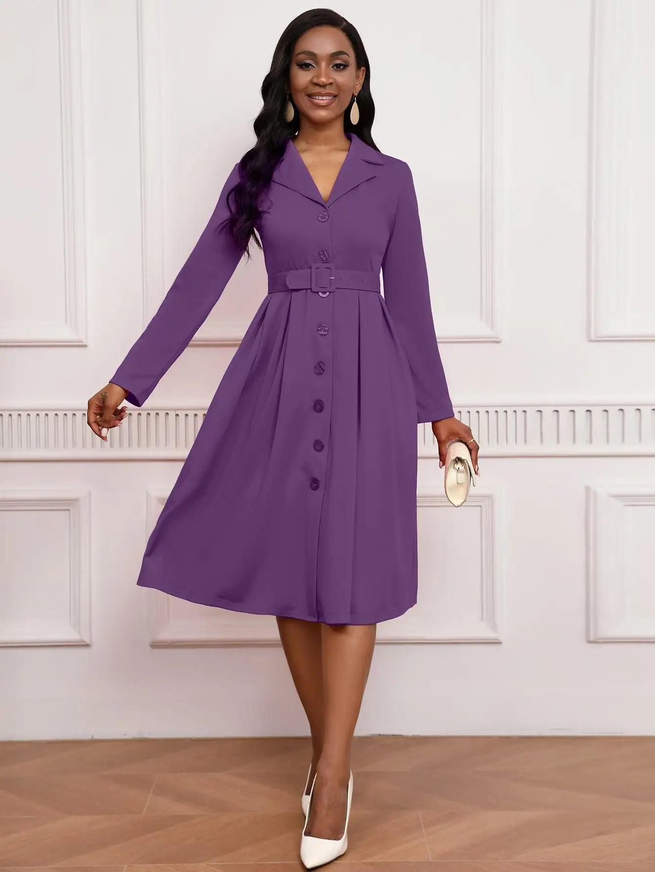 2026 Fashion All-match Elegant Stretch Dress Dress with Collar
