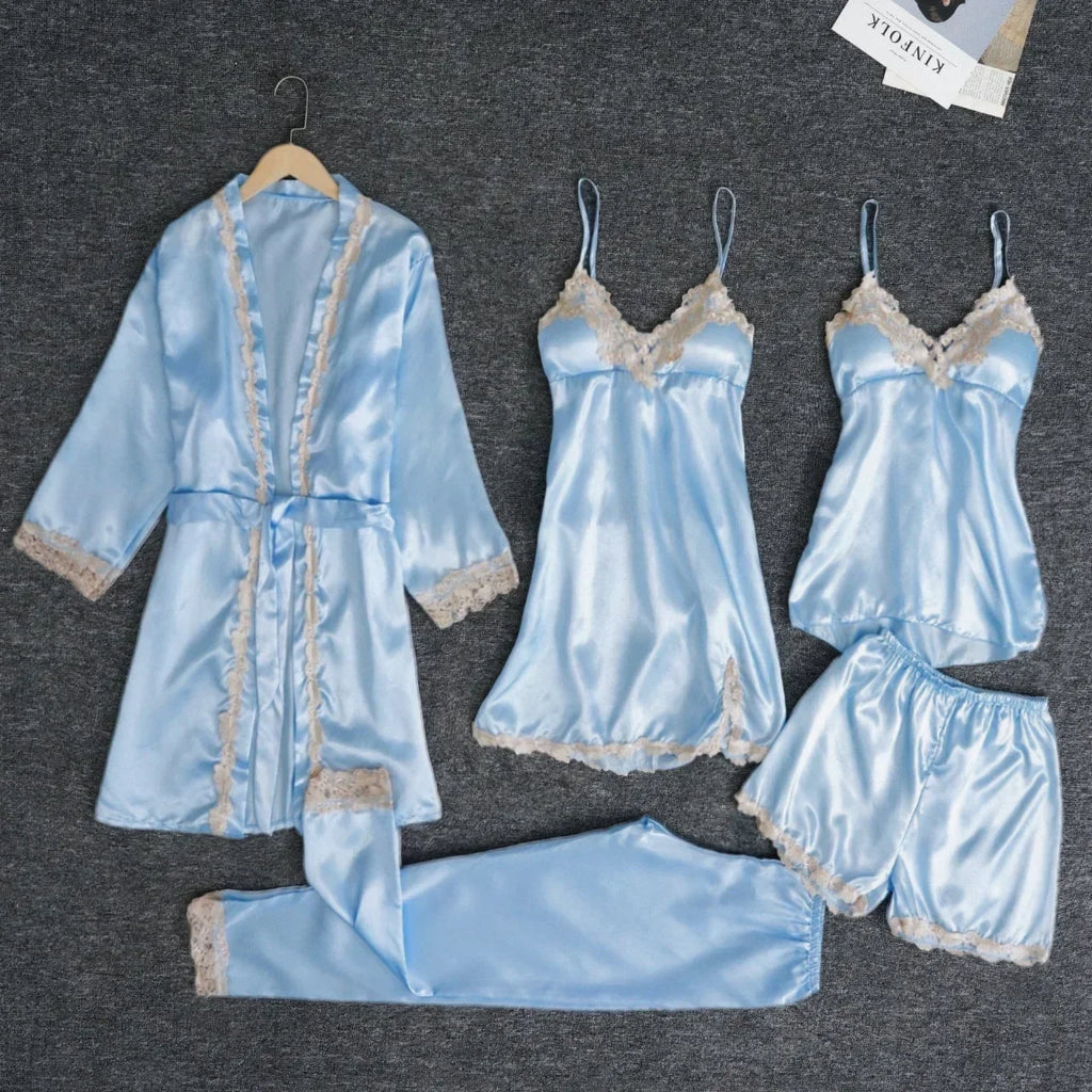 Luxury Satin Pajama Set 5 Pcs