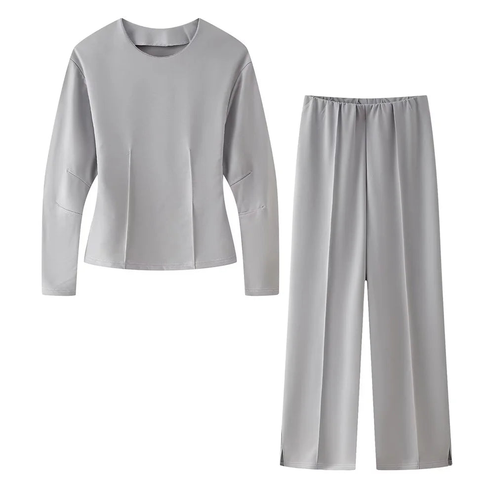 women's high waist elastic pants spring new casual set