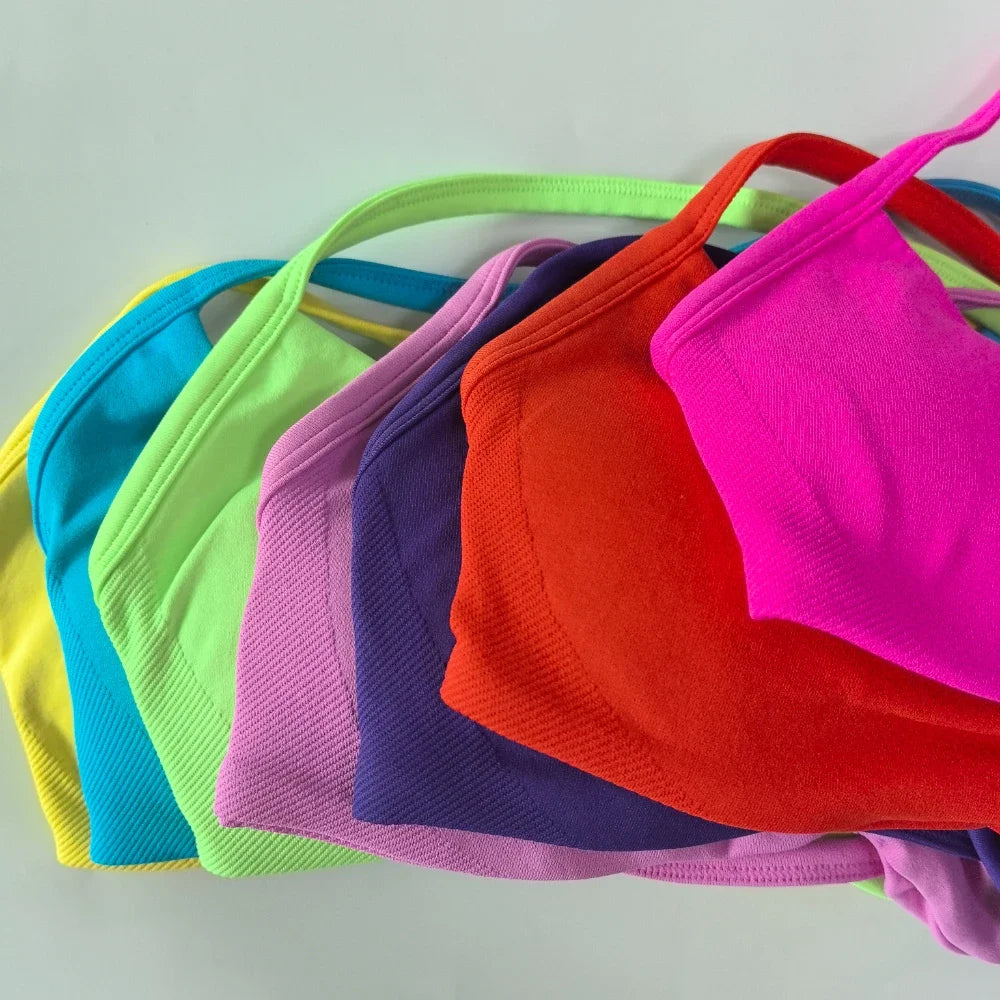 NO LOGO 2PCS Gym Set Women Strappy Yoga Bra