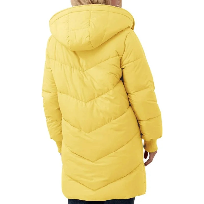 Womens Winter Warm Hooded Puffer Jacket Sherpa Fleece Lined Long Hooded Puffer Jacket