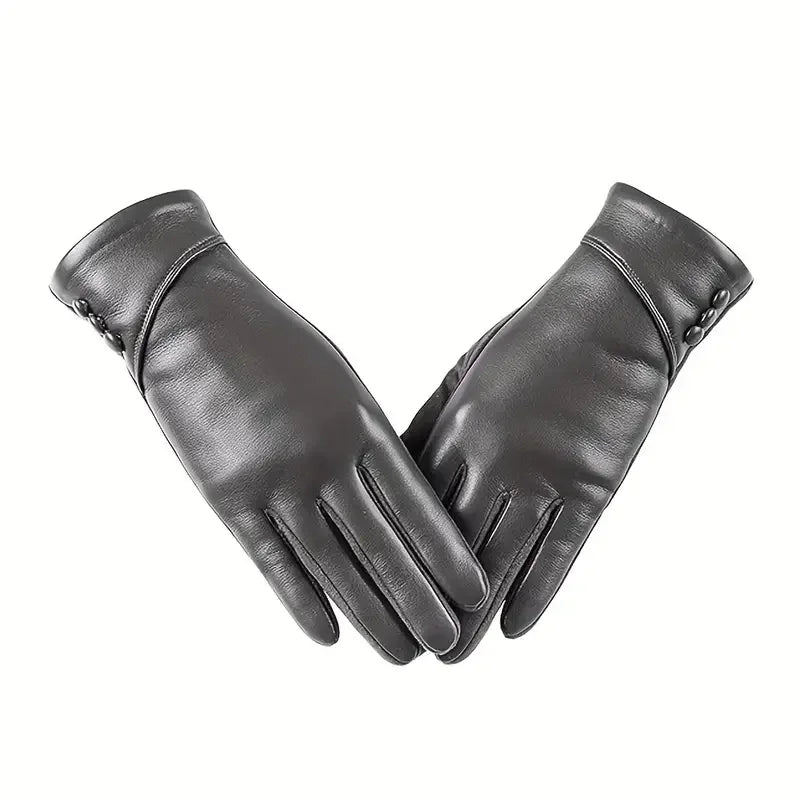 Genuine Leather Touchscreen Gloves with Soft Fleece Lining