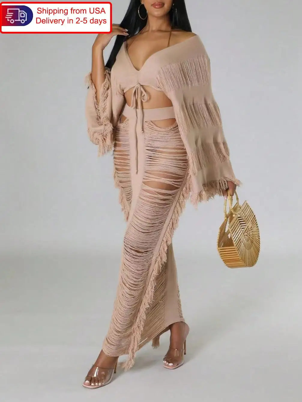 Women's Fringed 2-piece Set party Dress