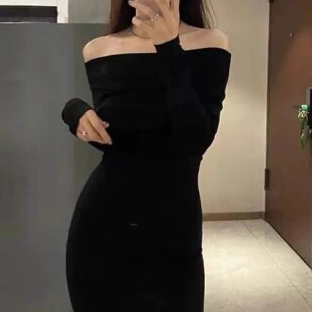Elegant Off Shoulder Maxi Sweater Dress