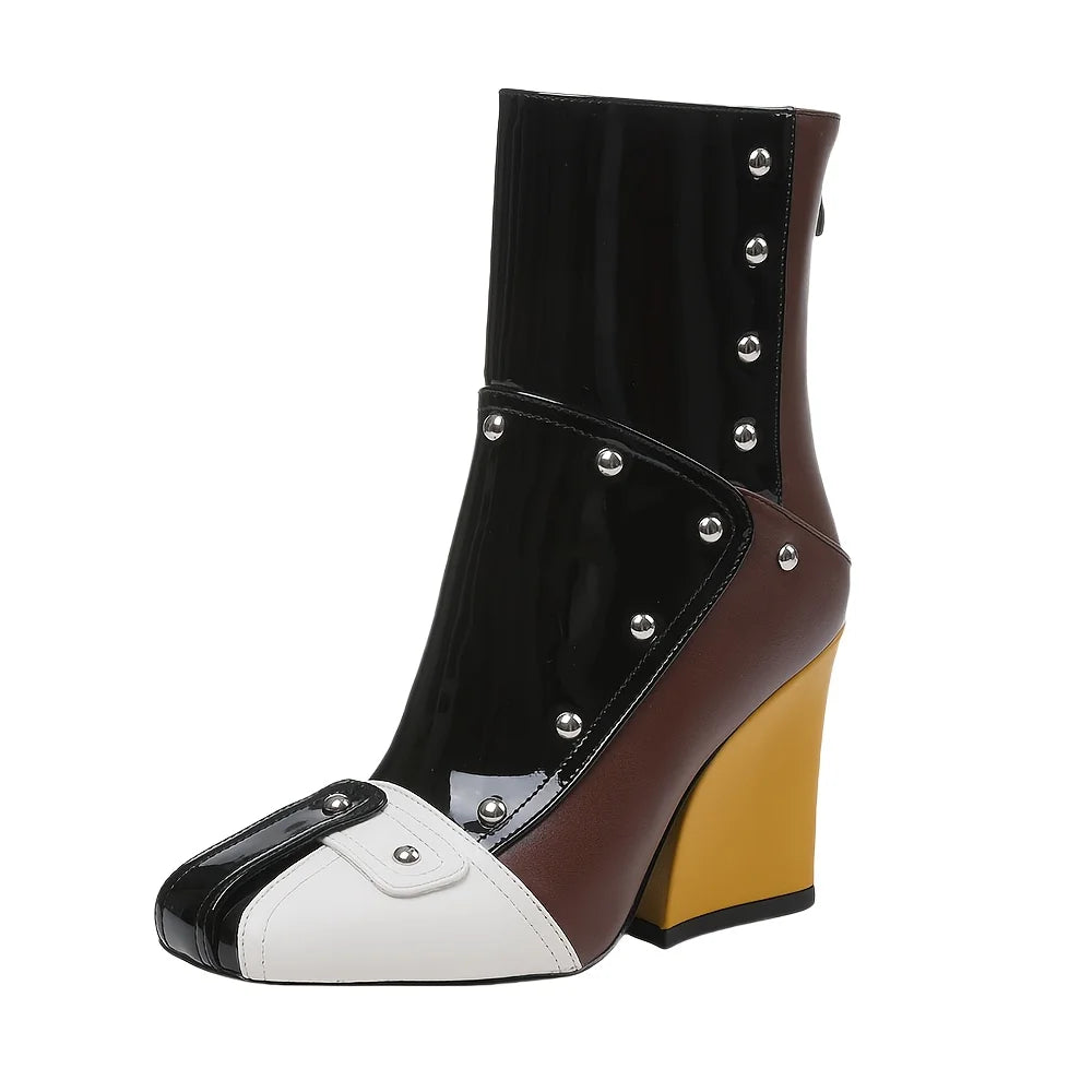 Women's Punk Square Toe Ankle Boots