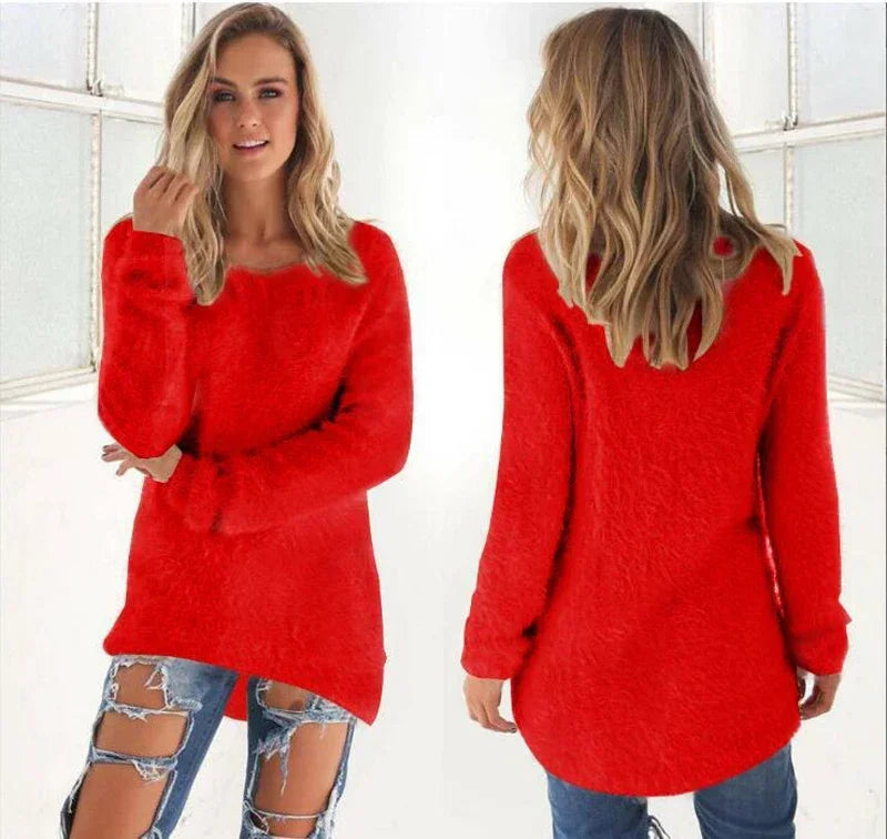 Women Warm Sweater Solid Color