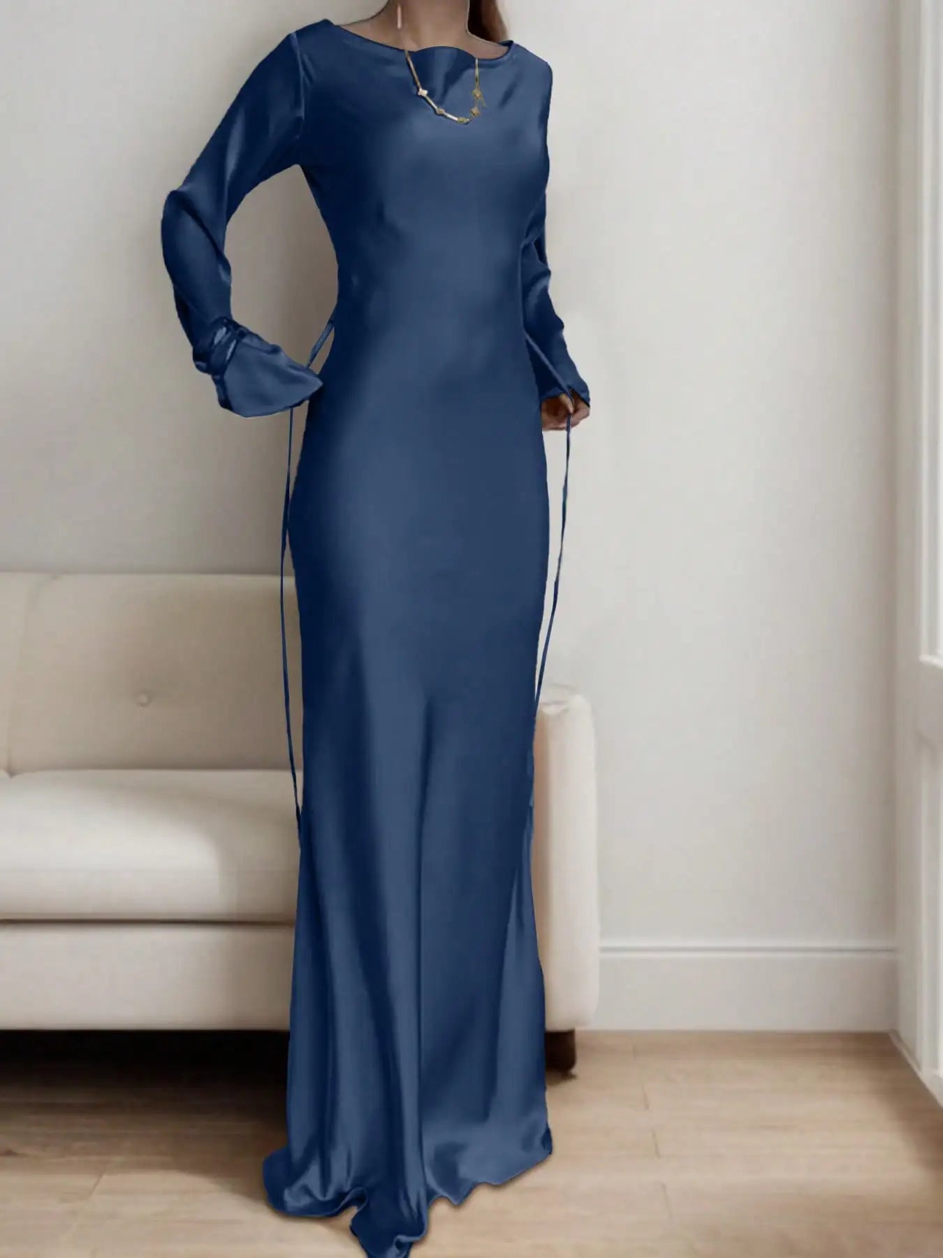 Women's Bespoke Satin Maxi Dress with Corset Waist
