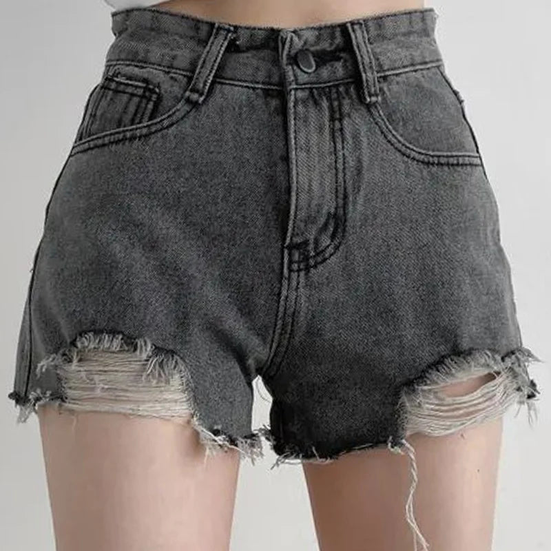 Summer Women Denim Shorts Ripped Edge