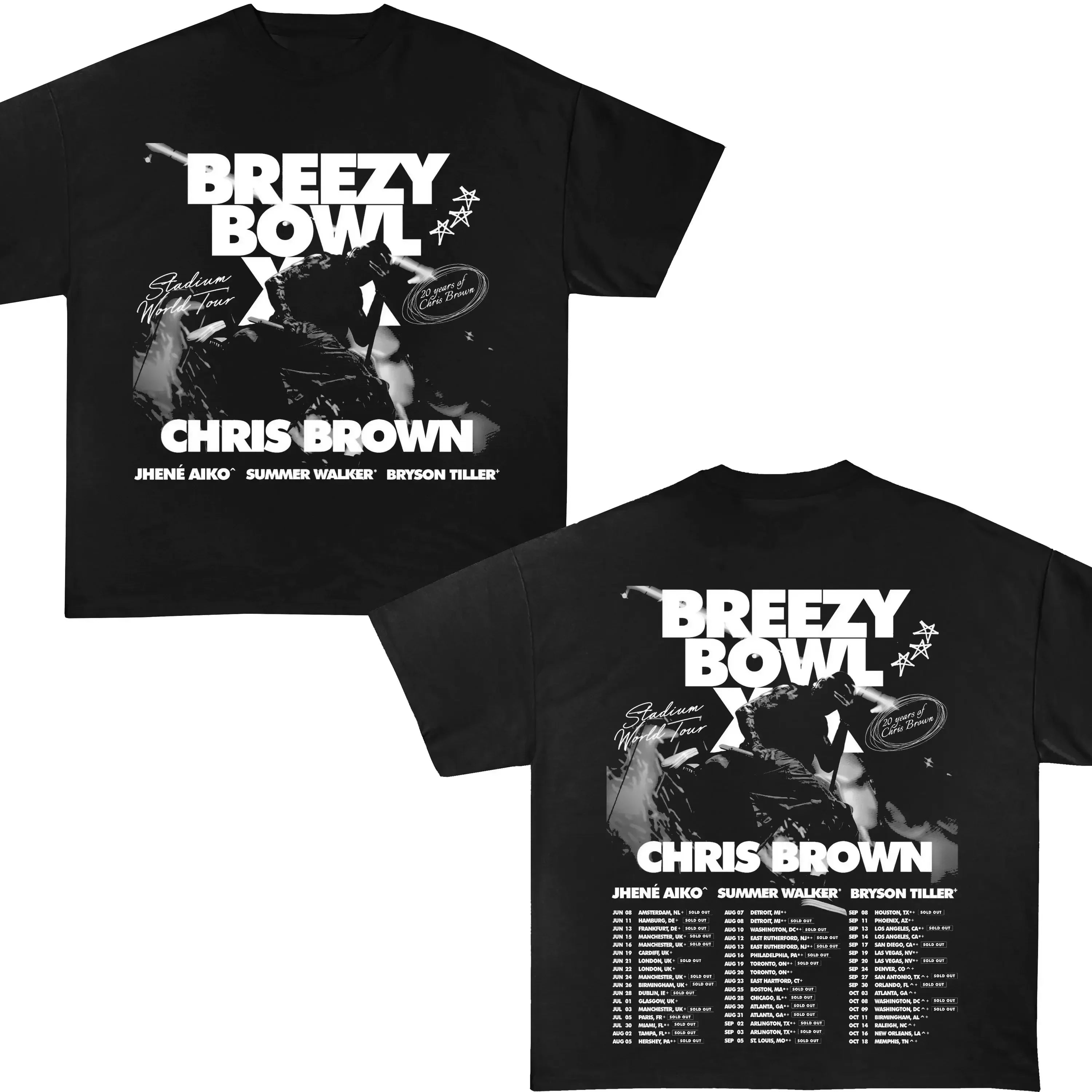 Chris Brown Breezy Bowl XX Concert Tour Cotton T Shirt