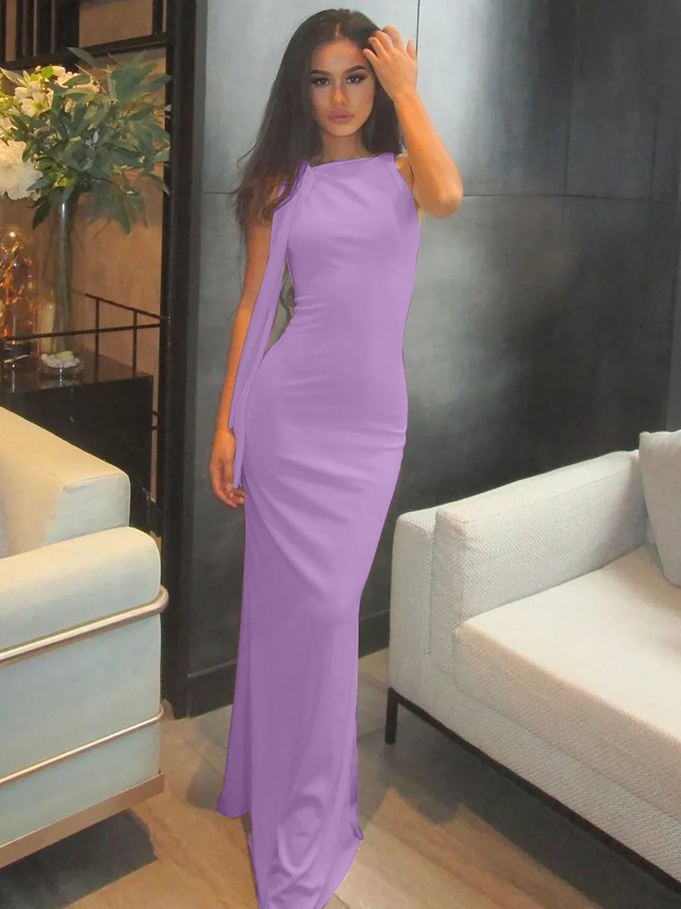 Sleeveless Patchwork Sexy Bodycon Maxi Prom Dress