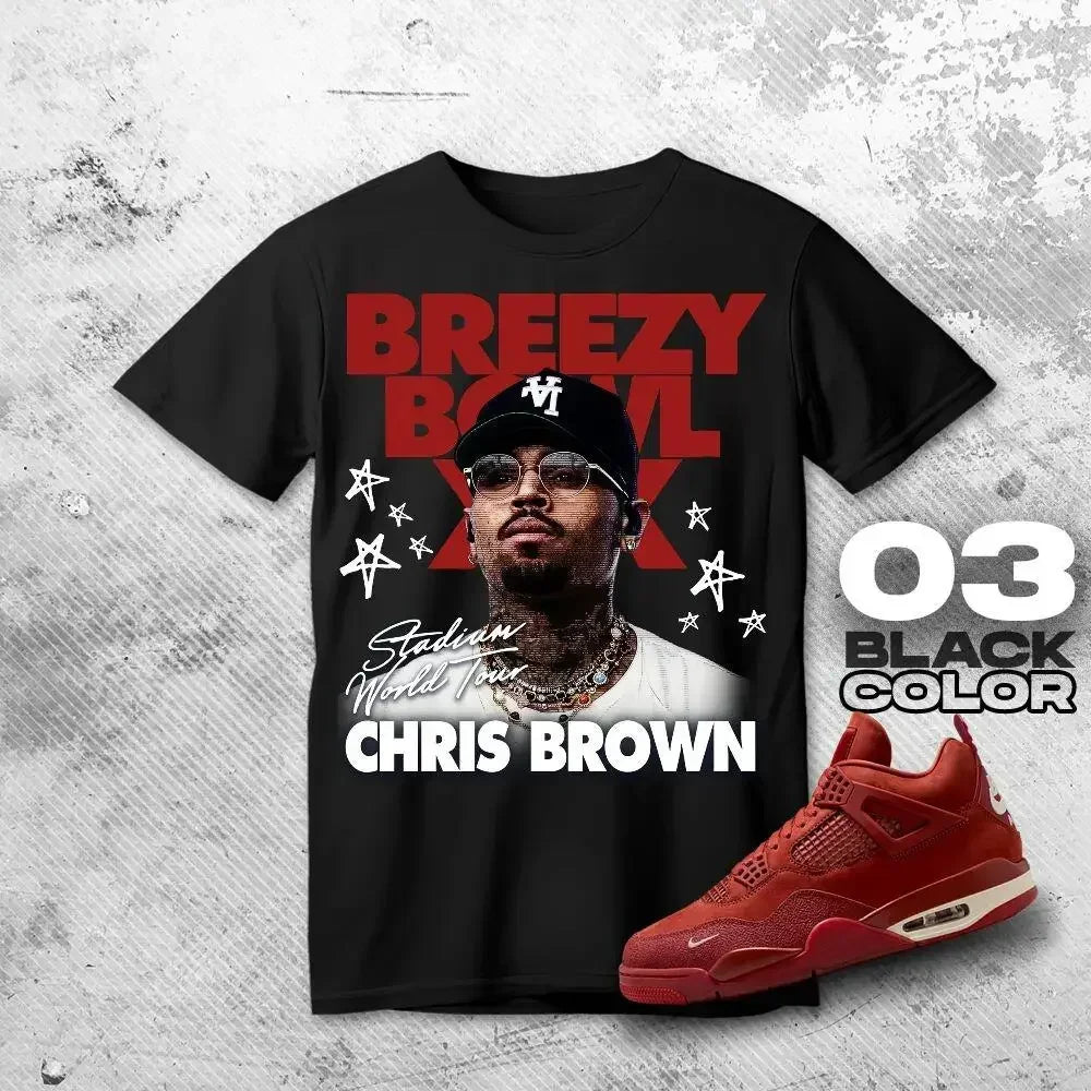 Chris Brown Breezy Bowl XX Concert Tour Cotton T Shirt