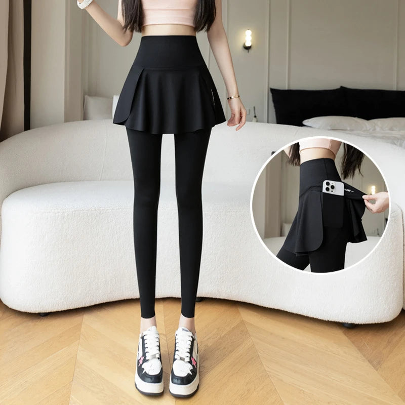 Women Fake Two Pieces Seamless Leggings