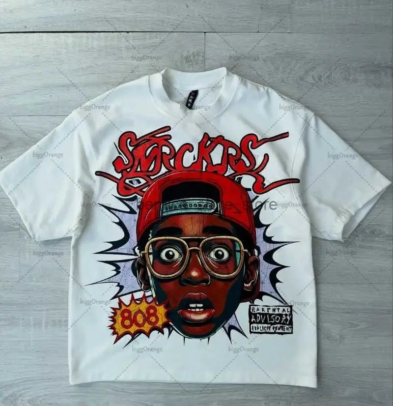 Men and Women Short Sleeved  Hip Hop Trend Oversized T-Shirt