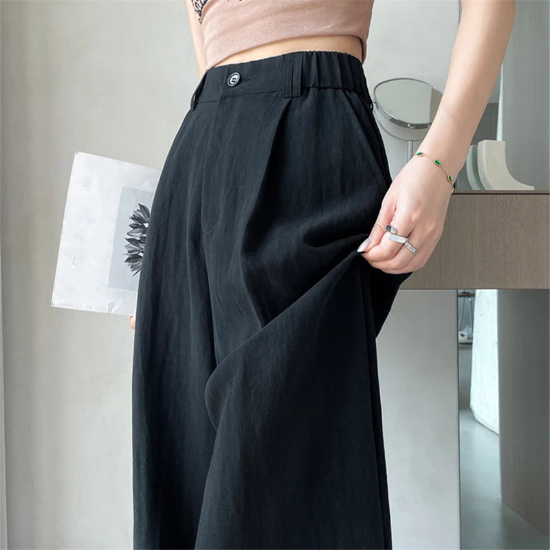 Cotton and Linen Women's Wide Leg Pants