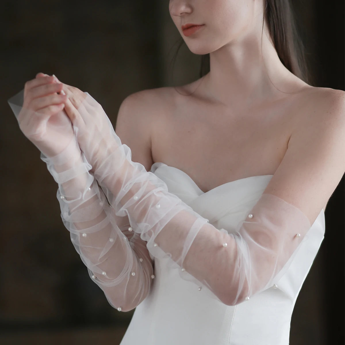 Wedding Fingerless White / Black Gloves