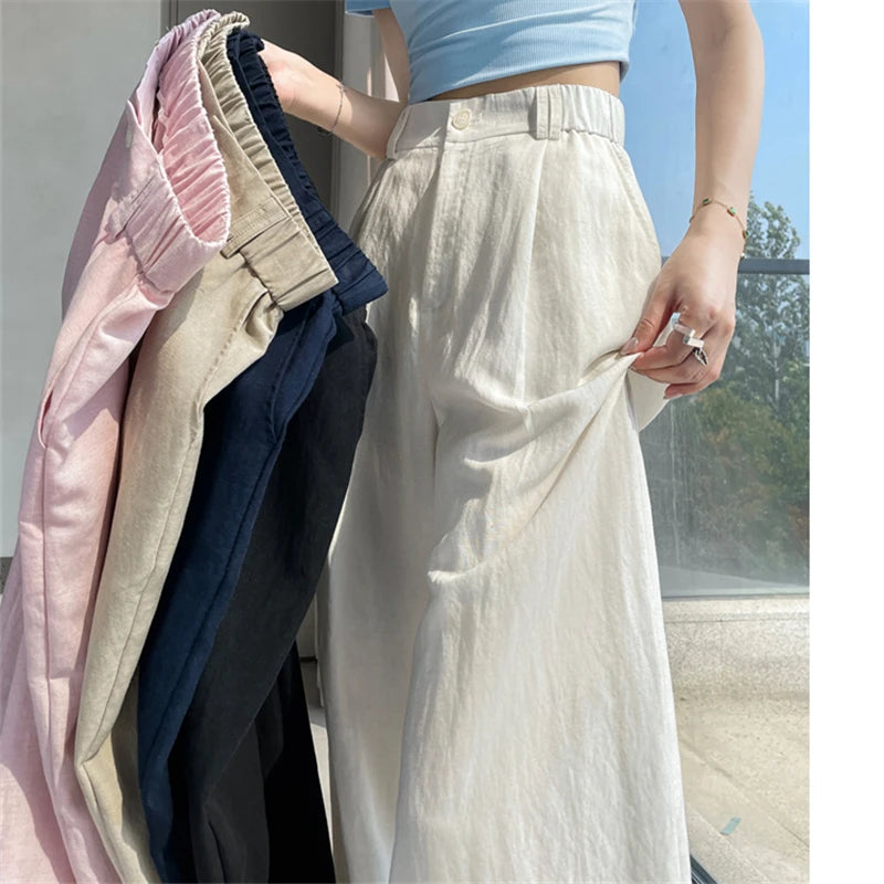 Cotton and Linen Women's Wide Leg Pants