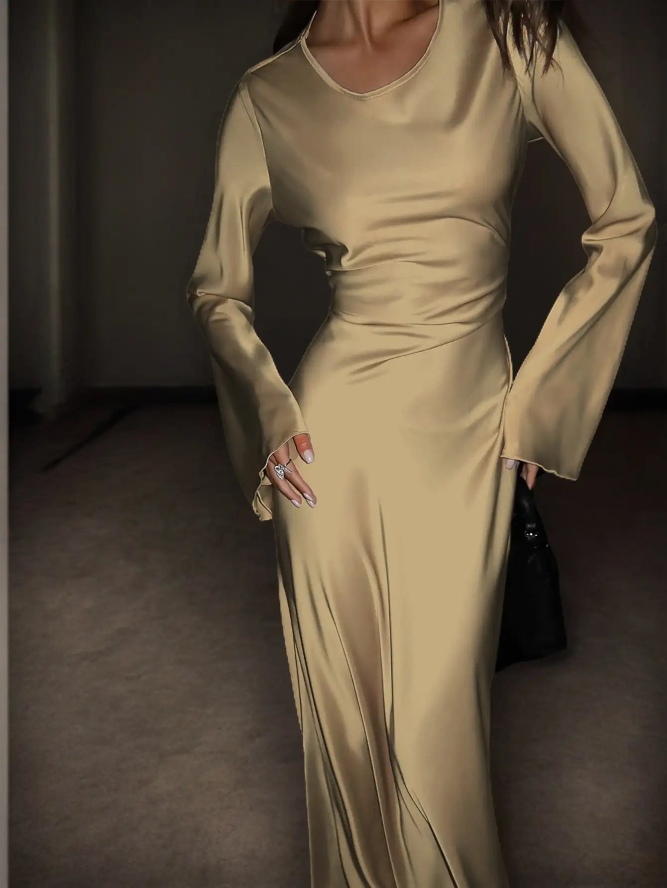 Women's Bespoke Satin Maxi Dress with Corset Waist