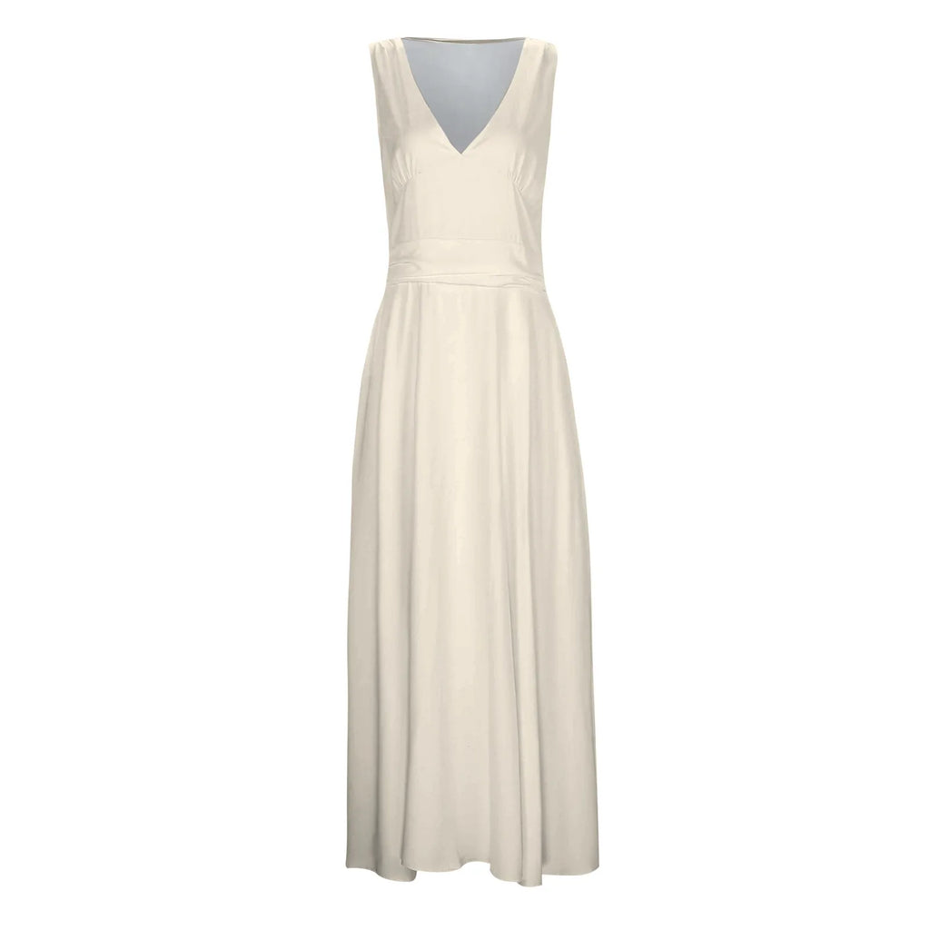 A Line Sleeveless White Dresses