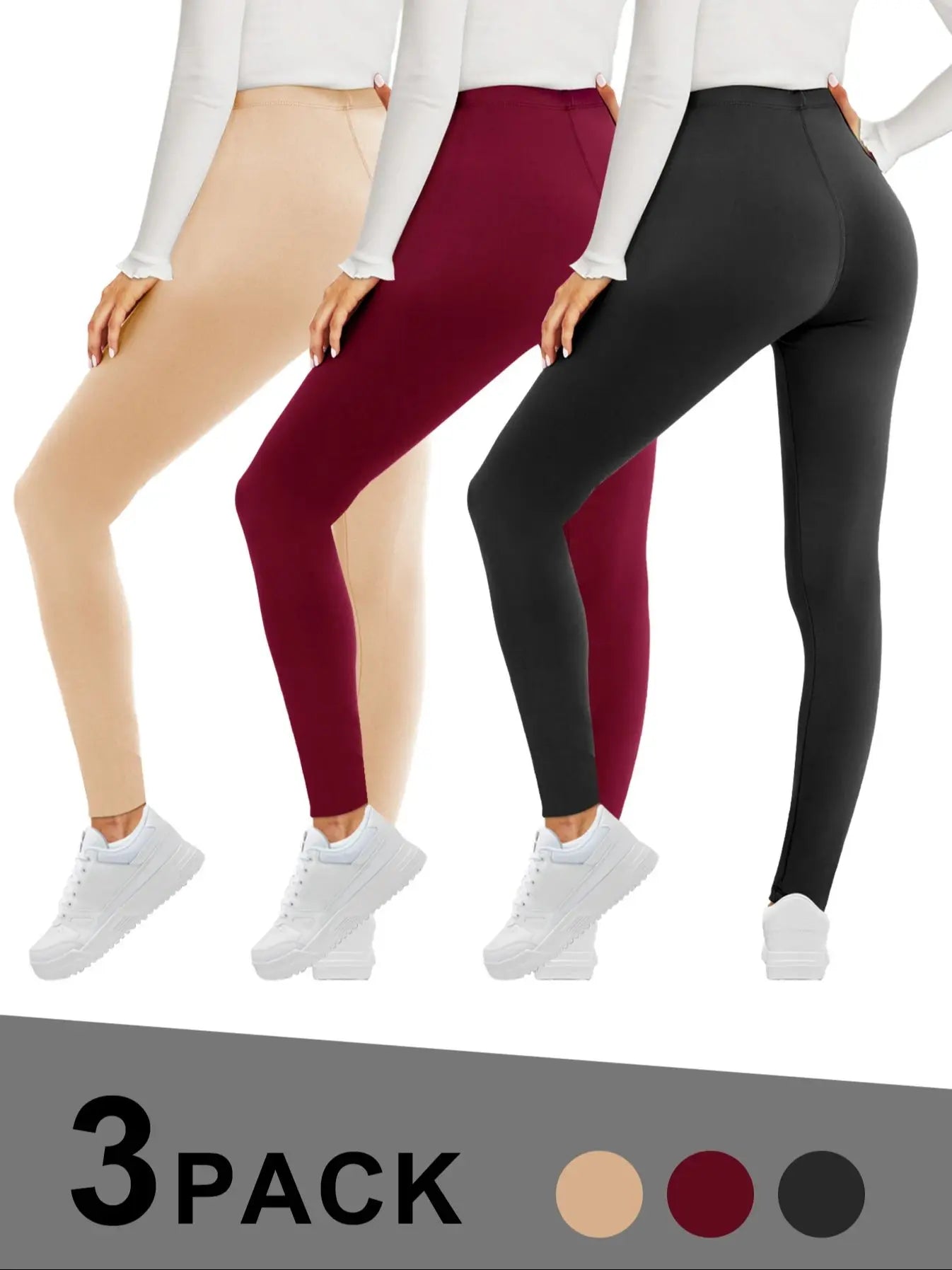 Stretchy 3pcs Low-Waist Skinny Leggings for Women