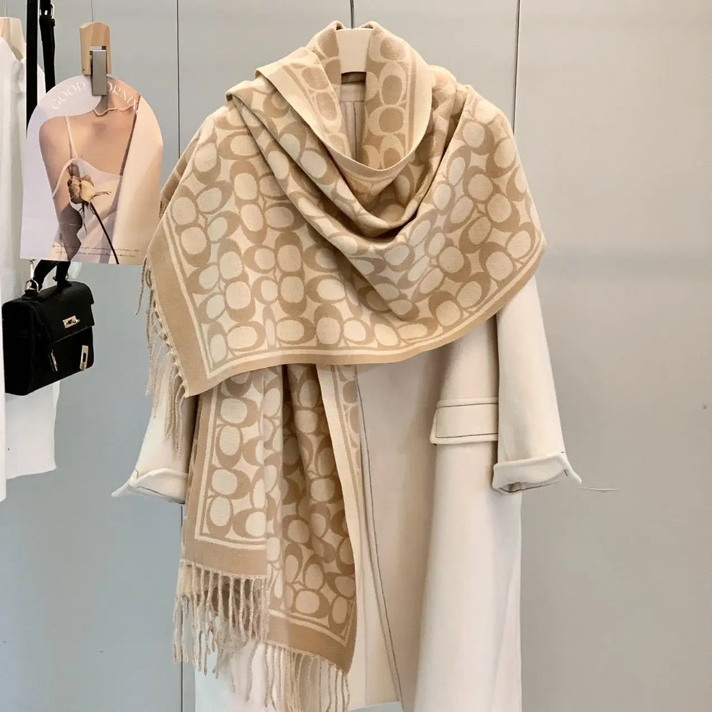 Double-Sided Thickened Fringed Cashmere High-End Feelings Neck Warmer Scarf