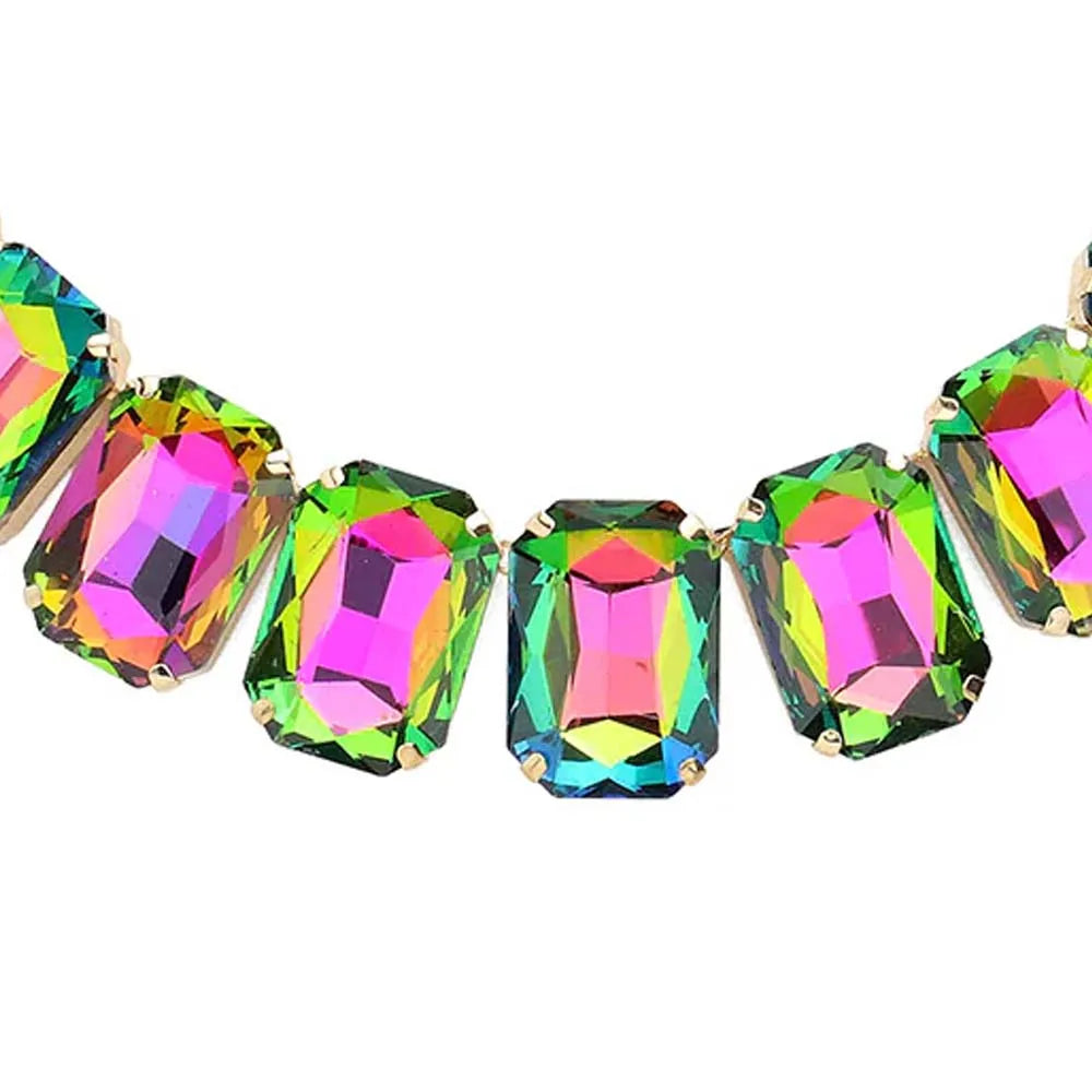 Stonefans AB Color Rhinestone Necklace and Earring for Women