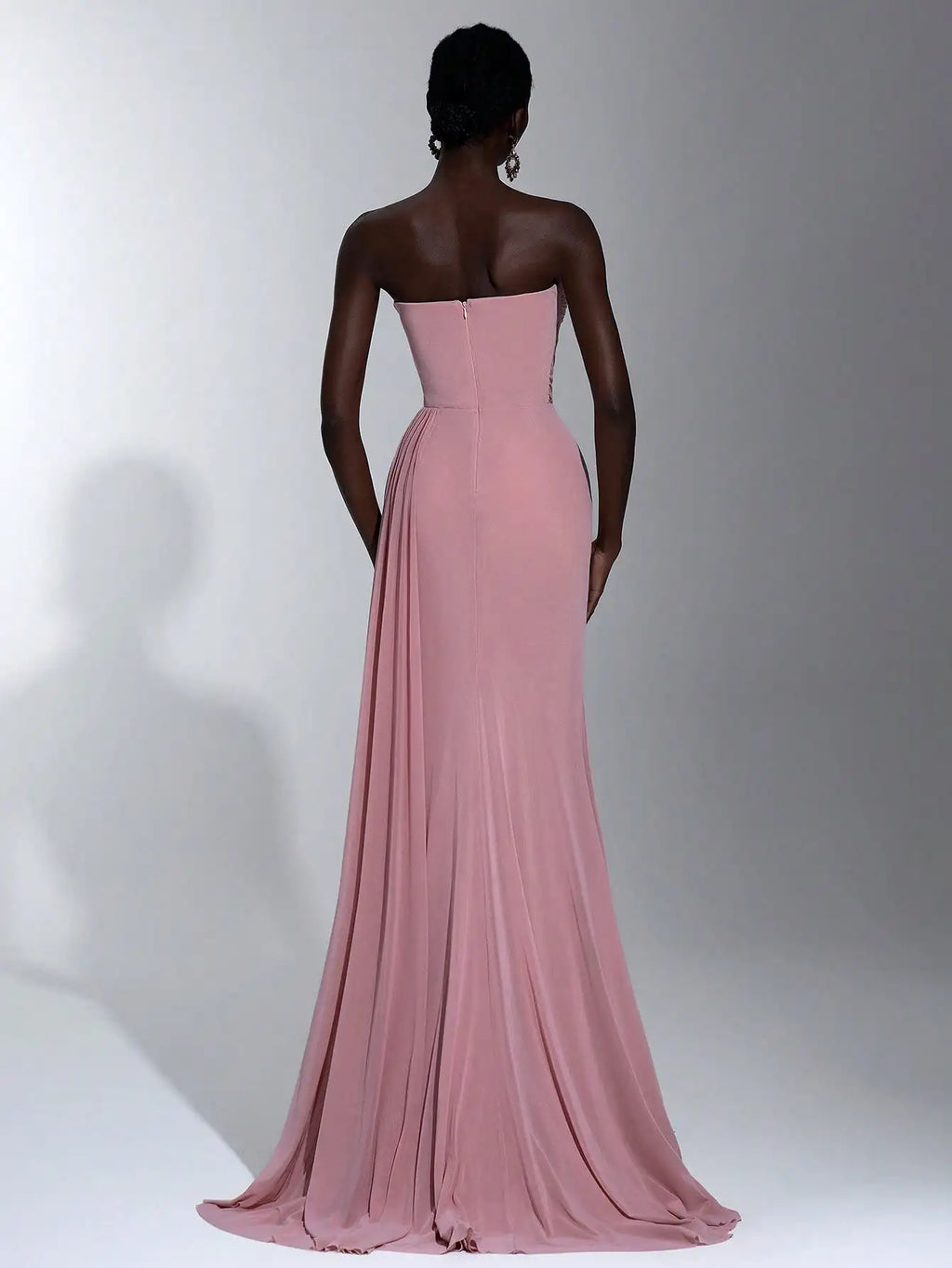 Pink Strapless Maxi Dress with Twisted Bodice