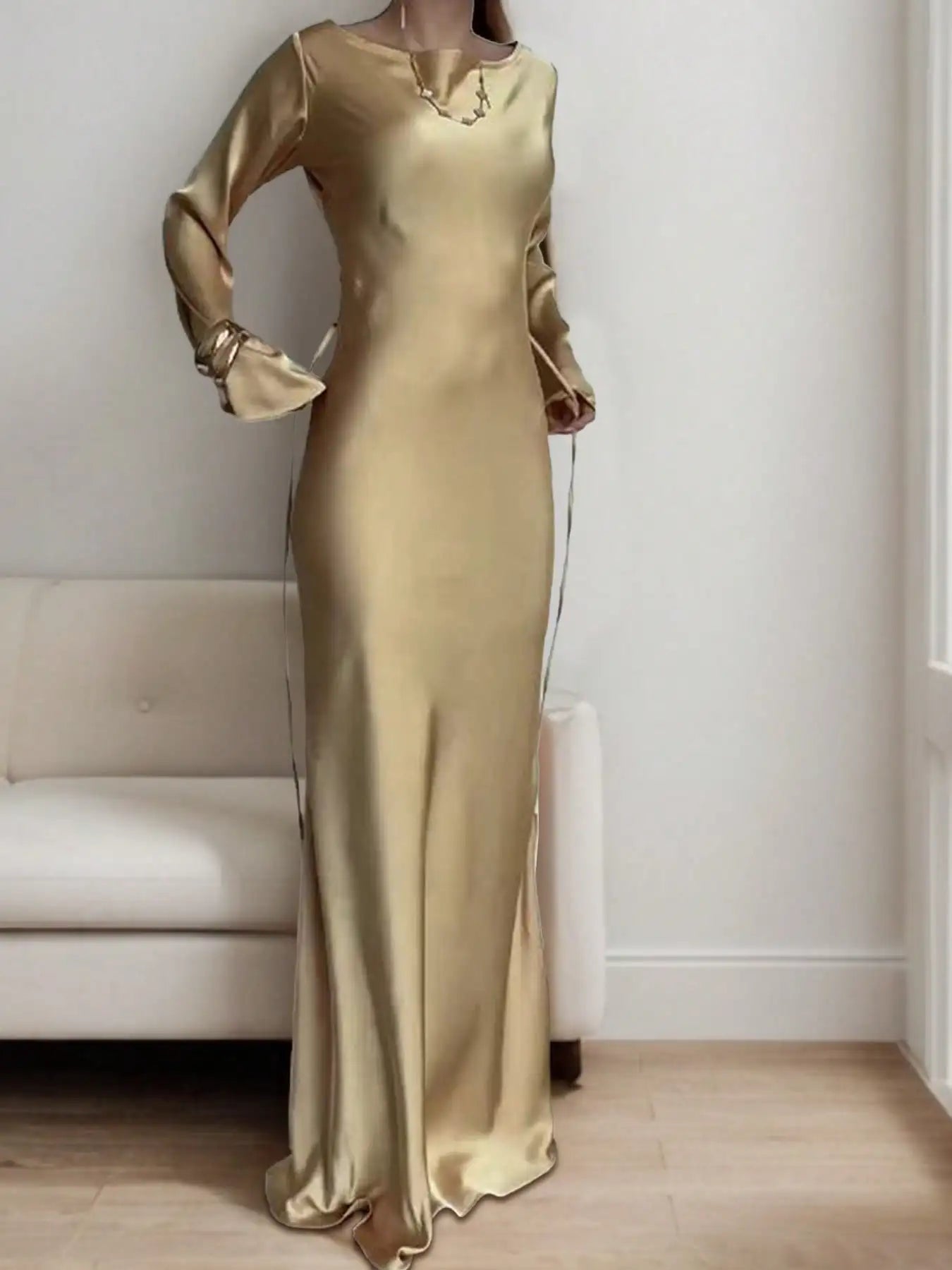 Women's Bespoke Satin Maxi Dress with Corset Waist