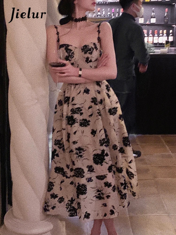 Summer Floral Strap Midi Dress Women